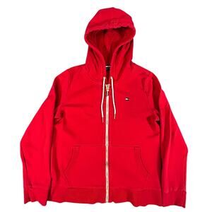 Tommy Hilfiger Full Zip‎ Hoodie Womens M Red "Flaw Hole"